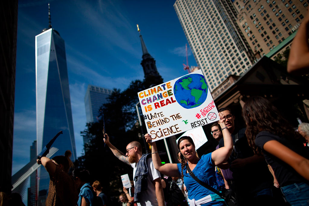 People take part during the Climate Strike in New York
